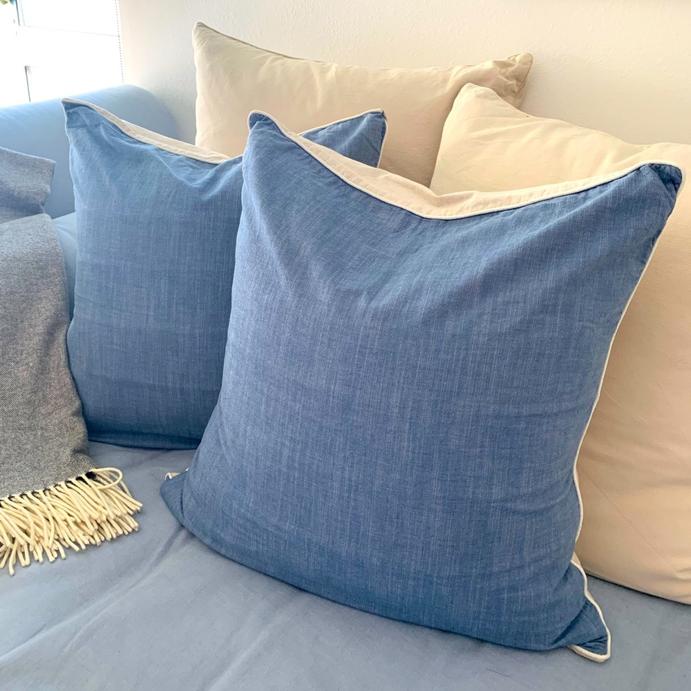 Pair of Serena & Lily, Chambray + Linen Pillows